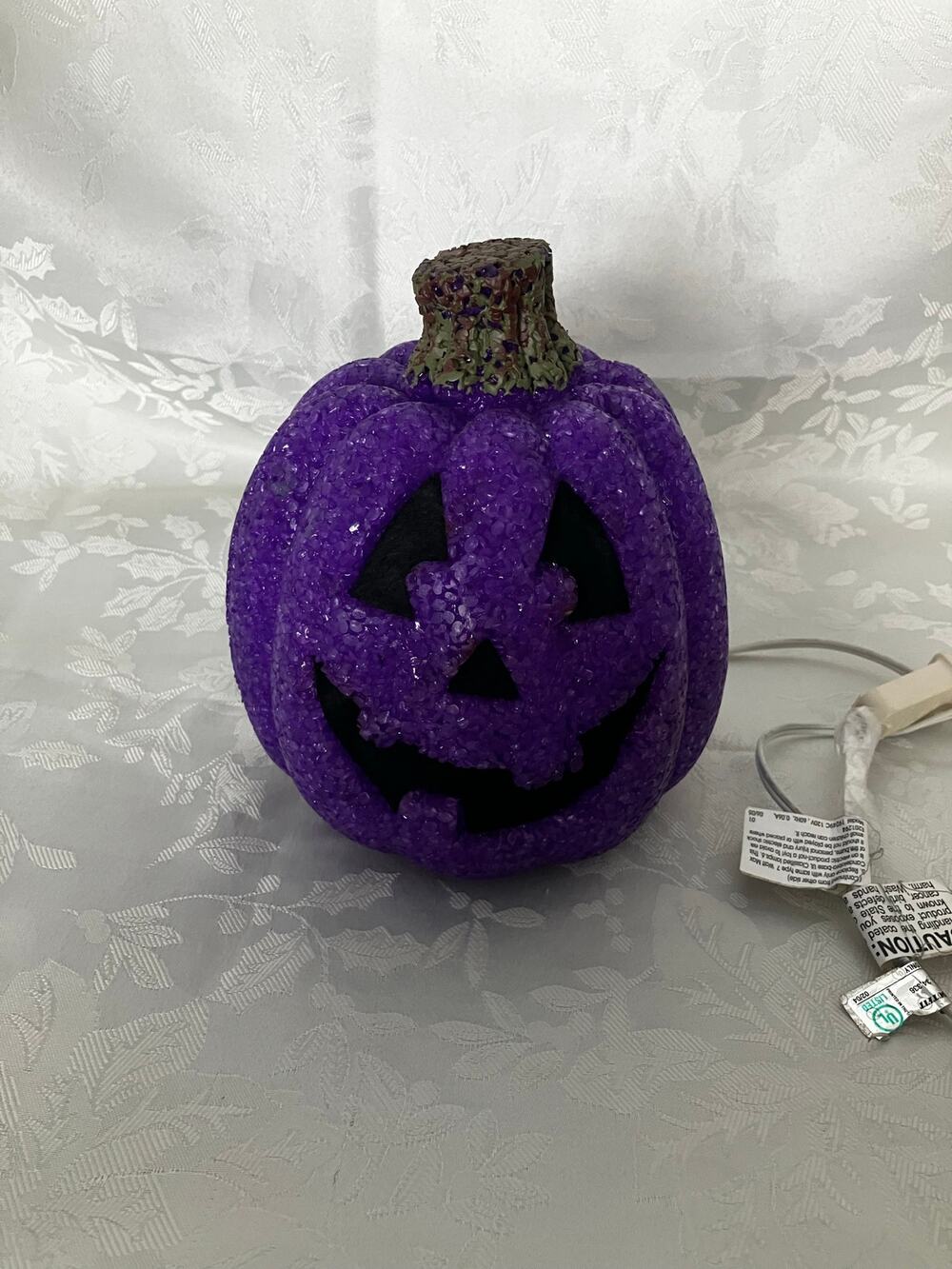 Purple Popcorn Plastic Pumpkin Light Jack O Lantern Halloween Decor Works
